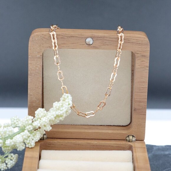 Rose Gold Chain Necklace Gold Plated Dainty Unisex Jewelry, XPNL0002 - Picture 1 of 12